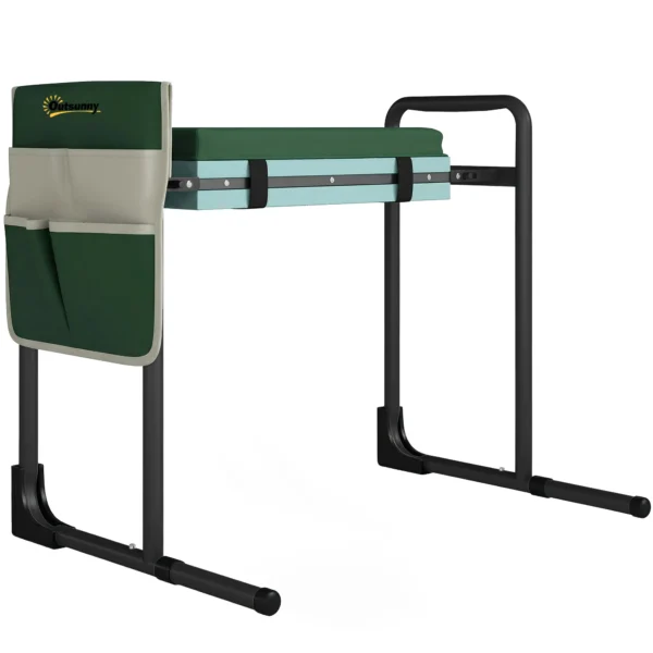 Tuinkniemat En Zitje, 150 Kg Draagvermogen, Tuinkruk Met Dik Gepolsterd Kniegedeelte, Uitschuifbare Stalen Poten