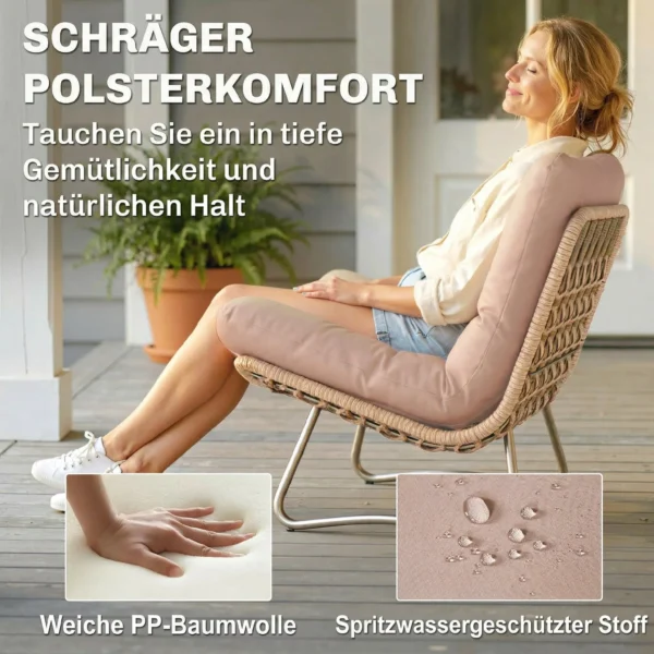 Tuinmeubelset 4 delig Polyrattan Lounge Set Met Tweezitter 2 Stoelen Glazen Tafel Brede & Diepe Zit Dikke Kussens