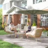 Tuinmeubelset 4 delig Polyrattan Lounge set Met Tweezitter 2 Stoelen Tafel Diepe Zit Dikke Kussens