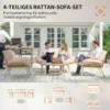Tuinmeubelset 4 delig Polyrattan Lounge set Met Tweezitter 2 Stoelen Tafel Diepe Zit Dikke Kussens
