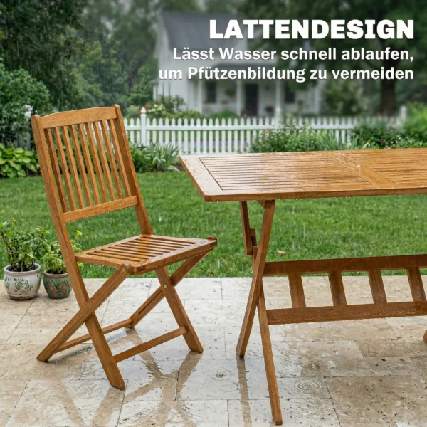 Tuinmeubelset FSC Hout Zitgroep 5 delig Opklapbare Tafel Met 4 Opklapstoelen Lamellendesign