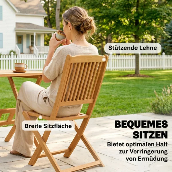 Tuinmeubelset FSC Hout Zitgroep 5 delig Opklapbare Tafel Met 4 Opklapstoelen Lamellendesign