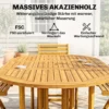 Tuinmeubelset FSC Hout Zitgroep 7 delig Opklapbare Tafel Met 6 Opklapstoelen Parasolgat Lamellendesign