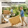 Tuinmeubelset FSC Hout Zitgroep 7 delig Opklapbare Tafel Met 6 Opklapstoelen Parasolgat Lamellendesign
