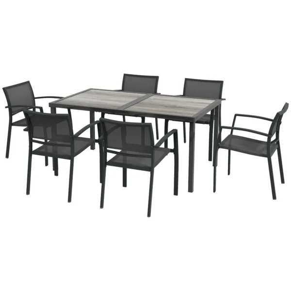 Tuinmeubelset Tuinzitgroep, 1 Tafel, 6 Stoelen, 150 X 87 X 72 Cm, Grijs
