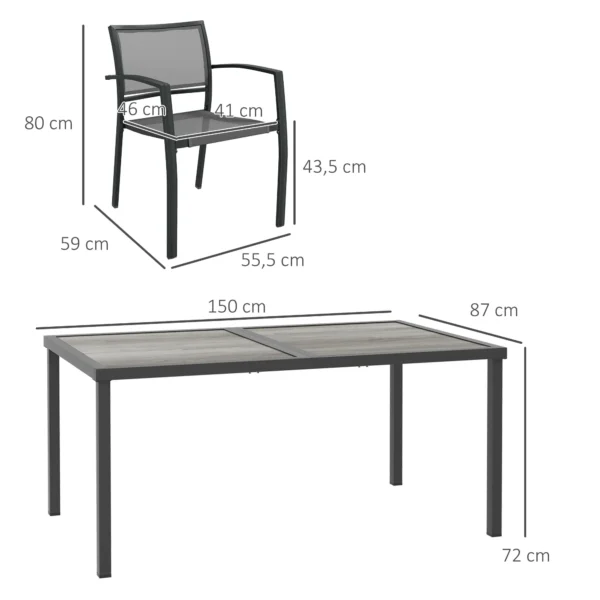 Tuinmeubelset Tuinzitgroep, 1 Tafel, 6 Stoelen, 150 X 87 X 72 Cm, Grijs