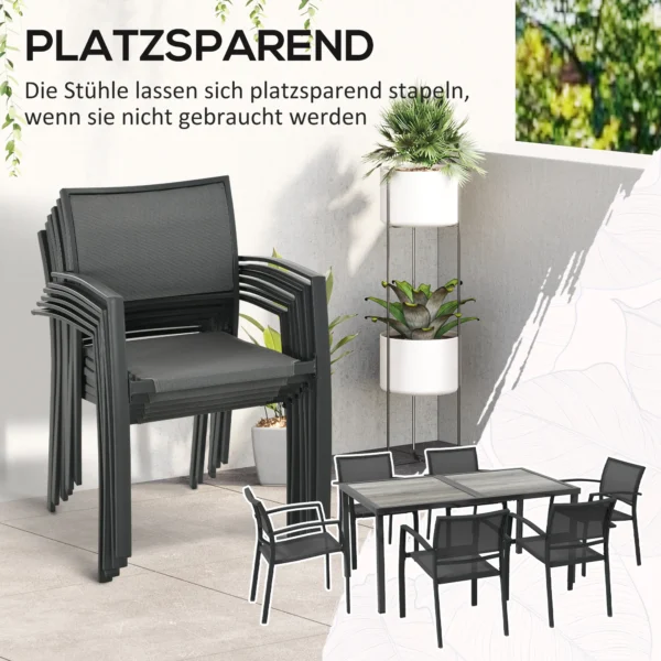 Tuinmeubelset Tuinzitgroep, 1 Tafel, 6 Stoelen, 150 X 87 X 72 Cm, Grijs