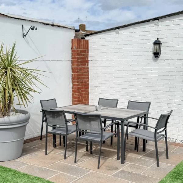 Tuinmeubelset Tuinzitgroep, 1 Tafel, 6 Stoelen, 150 X 87 X 72 Cm, Grijs