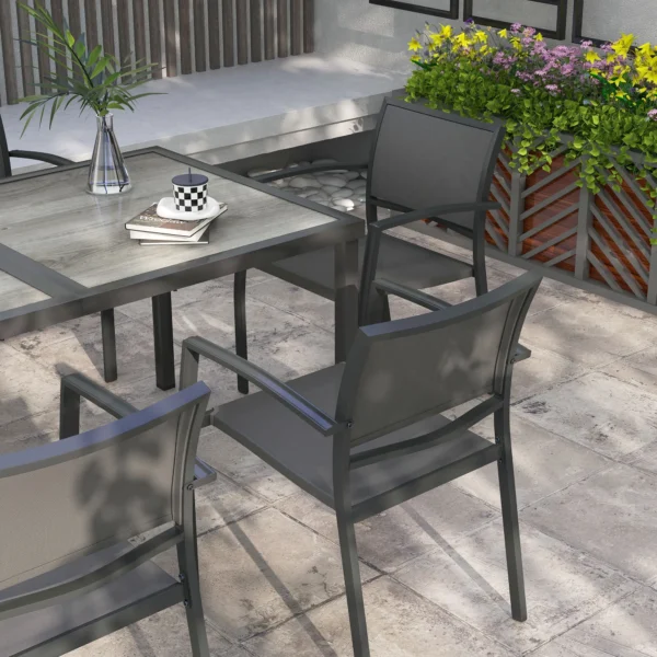 Tuinmeubelset Tuinzitgroep, 1 Tafel, 6 Stoelen, 150 X 87 X 72 Cm, Grijs