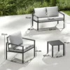 Tuinmeubelset Voor 4 Personen Weerbestendig Balkonmeubelset Met 2 zitsbank, Stoel Zitkussen Bijzettafel Lichtgrijs