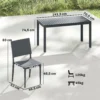 Tuinmeubelset Zitgroep 5 delig Brede Tafel Met 4 Stapelstoelen Lameldesign Voor 4 Personen Donkergrijs