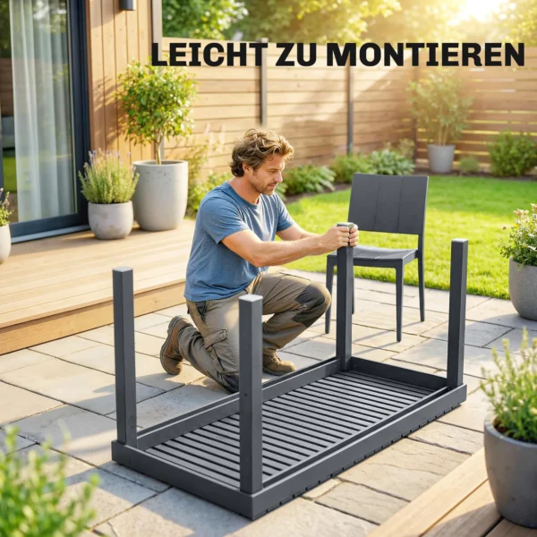 Tuinmeubelset Zitgroep 5 delig Brede Tafel Met 4 Stapelstoelen Lameldesign Voor 4 Personen Donkergrijs