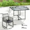 Tuinmeubelset Zitgroep 5 delig Glazen Tafel Met 4 Ademende Stoelen Inklapbaar Rugleuning Touwvlechtwerk