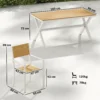 Tuinmeubelset Zitgroep 7 delig Tafel Met 6 Stapelbare Stoelen Houtlook Aluminiumframe Teak