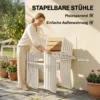 Tuinmeubelset Zitgroep 7 delig Tafel Met 6 Stapelbare Stoelen Houtlook Aluminiumframe Teak