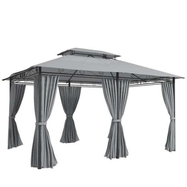 Tuinpaviljoen, Buitenpaviljoen Met Gordijnen, Geventileerd Dak, Donkergrijs