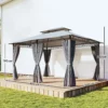 Tuinpaviljoen, Buitenpaviljoen Met Gordijnen, Geventileerd Dak, Donkergrijs