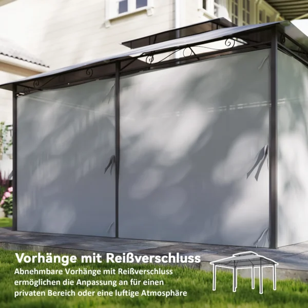 Tuinpaviljoen, Buitenpaviljoen Met Gordijnen, Geventileerd Dak, Donkergrijs
