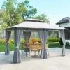 Tuinpaviljoen, Buitenpaviljoen Met Gordijnen, Geventileerd Dak, Donkergrijs