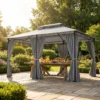 Tuinpaviljoen, Buitenpaviljoen Met Gordijnen, Geventileerd Dak, Donkergrijs