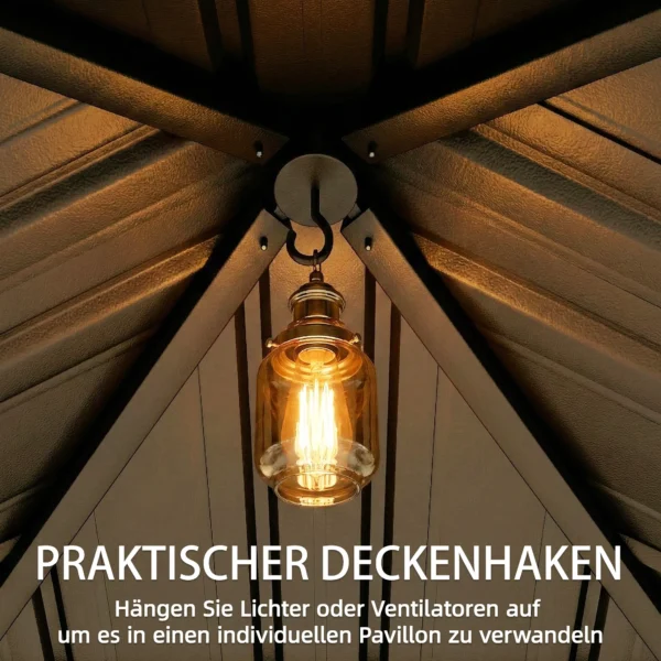 Tuinpaviljoen Ca. 3 X 3 M Aluminium Paviljoen Met Stalen Dak Hardtop Muggennet 4 Zijkanten, UPF50+