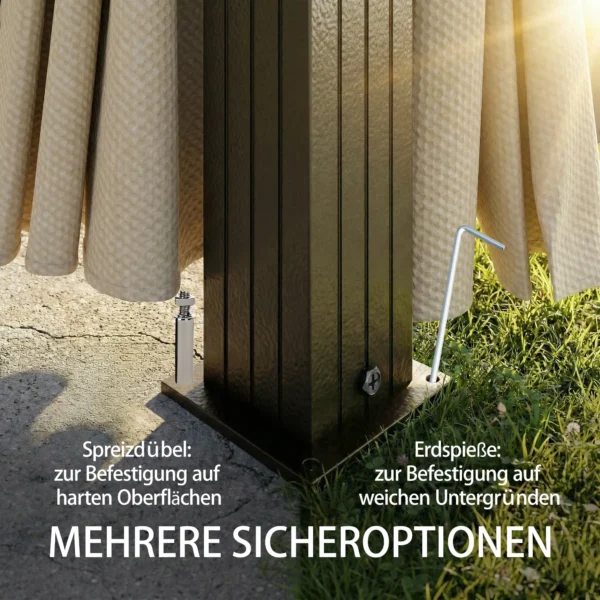 Tuinpaviljoen Ca. 3 X 3 M Aluminium Paviljoen Met Stalen Dak Hardtop Muggennet 4 Zijkanten, UPF50+