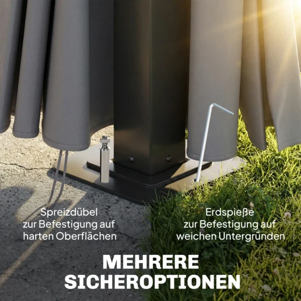 Tuinpaviljoen Ca. 3,6x3m Aluminium Paviljoen Met 6 Mm Polycarbonaat Dubbeldak, Muskietennet 4 Zijpanelen Donkergrijs