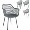 Tuinstoel 4 delige Set UV bestendige Tuinstoelen Van Kunststof Met Armleuning Rugleuning 56 X 51 X 84 Cm Donkergrijs
