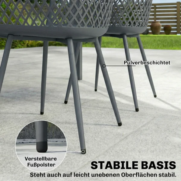 Tuinstoel 4 delige Set UV bestendige Tuinstoelen Van Kunststof Met Armleuning Rugleuning 56 X 51 X 84 Cm Donkergrijs