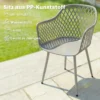 Tuinstoel 4 delige Set UV bestendige Tuinstoelen Van Kunststof Met Armleuning Rugleuning 56 X 51 X 84 Cm Grijs