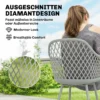 Tuinstoel 4 delige Set UV bestendige Tuinstoelen Van Kunststof Met Armleuning Rugleuning 56 X 51 X 84 Cm Grijs