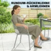 Tuinstoel 4 delige Set UV bestendige Tuinstoelen Van Kunststof Met Armleuning Rugleuning 56 X 51 X 84 Cm Grijs