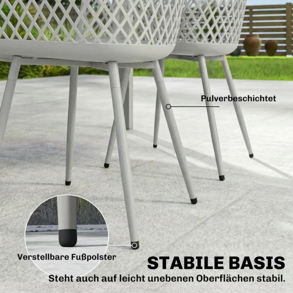 Tuinstoel 4 delige Set UV bestendige Tuinstoelen Van Kunststof Met Armleuning Rugleuning 56 X 51 X 84 Cm Grijs