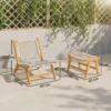 Tuinstoel Met Voetenbankje 2 delig FSC Acaciahout Outdoor Loungestoel Met Rattan zitting Boho stijl Verstelbare Voeten