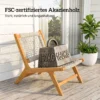 Tuinstoel Met Voetenbankje 2 delig FSC Acaciahout Outdoor Loungestoel Met Rattan zitting Boho stijl Verstelbare Voeten