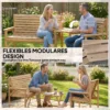 Tuinstoelen 3 delige Set, Balkonmeubelset Met Parasolgat, Tuinstoel, Bank, Afneembare Tafel 121x65x90 Cm Natuurhout
