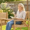 Tuinstoelen 3 delige Set, Balkonmeubelset Met Parasolgat, Tuinstoel, Bank, Afneembare Tafel 121x65x90 Cm Natuurhout
