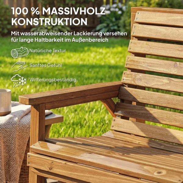 Tuinstoelen 3 delige Set, Balkonmeubelset Met Parasolgat, Tuinstoel, Bank, Afneembare Tafel 121x65x90 Cm Natuurhout