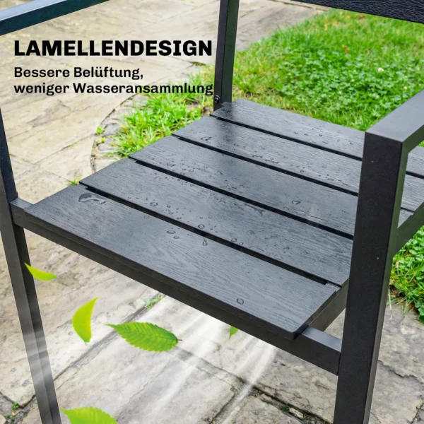 Tuinstoelen 4 delige Set Stapelbare Terrasstoelen Met Lamellenontwerp Armleuningen 52 X 51 X 90 Cm Zwart