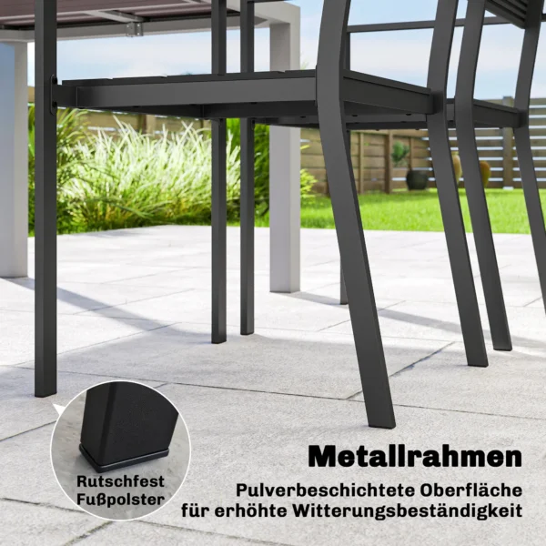 Tuinstoelen 4 delige Set Stapelbare Terrasstoelen Met Lamellenontwerp Armleuningen 52 X 51 X 90 Cm Zwart