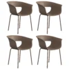 Tuinstoelen Set Van 4 Ergonomisch Balkonstoelen Met Uitsnijdingsontwerp Armleuning Weerbestendig Roestbestendig Koffie