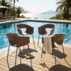 Tuinstoelen Set Van 4 Ergonomisch Balkonstoelen Met Uitsnijdingsontwerp Armleuning Weerbestendig Roestbestendig Koffie