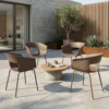 Tuinstoelen Set Van 4 Ergonomisch Balkonstoelen Met Uitsnijdingsontwerp Armleuning Weerbestendig Roestbestendig Koffie