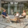 Tuinstoelen Set Van 4 Ergonomisch Balkonstoelen Met Uitsnijdingsontwerp Armleuning Weerbestendig Roestbestendig Koffie