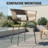 Tuinstoelen Set Van 4 Ergonomisch Balkonstoelen Met Uitsnijdingsontwerp Armleuning Weerbestendig Roestbestendig Koffie