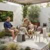 Tuinstoelen Set Van 4 Ergonomisch Balkonstoelen Met Uitsnijdingsontwerp Armleuning Weerbestendig Roestbestendig Koffie
