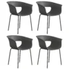 Tuinstoelen Set Van 4 Ergonomisch Balkonstoelen Met Uitsnijontwerp Armleuning Weerbestendig Roestbestendig Donkergrijs