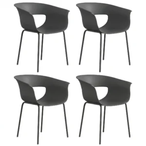 Tuinstoelen Set Van 4 Ergonomisch Balkonstoelen Met Uitsnijontwerp Armleuning Weerbestendig Roestbestendig Donkergrijs