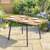 Tuintafel 140 X 80 Cm Voor 6 Personen Roestbestendig Buiteneettafel Met WPC tafelblad Verstelbare Voeten, Teak