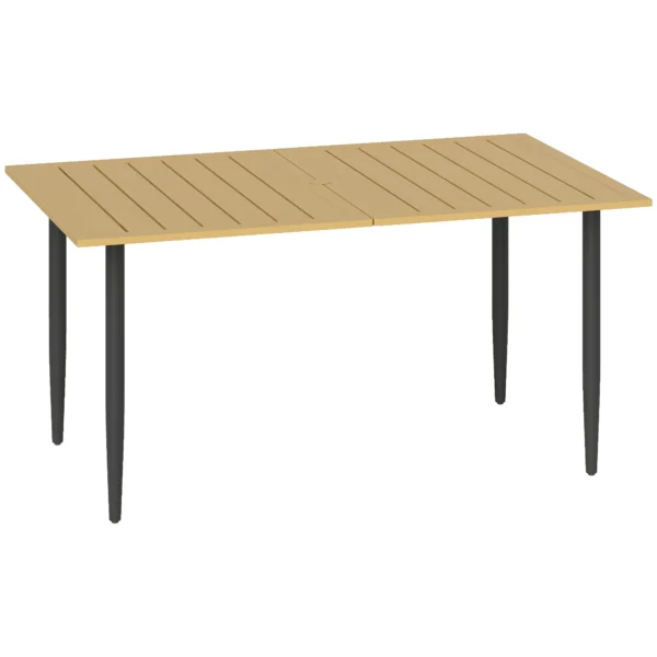 Tuintafel 150x90cm, Weerbestendige Balkontafel Van Staal, Balkontafel Met Paraplu Gat Bruin